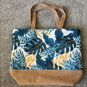 Tropical Blue and Tan Tote Bag NWOT